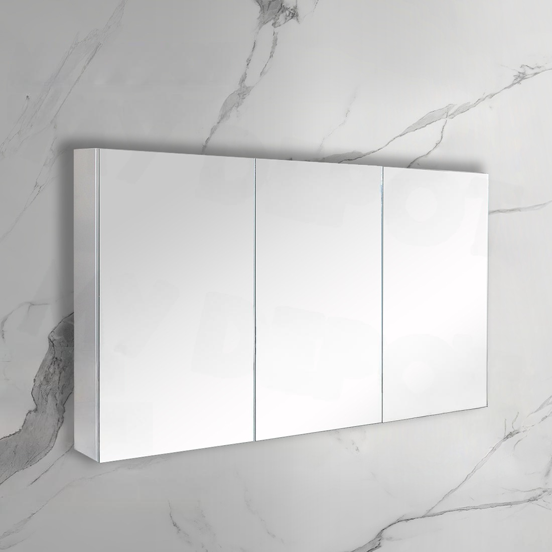 1200L*150D*720HMM Pencil Edge Gloss White MDF Shaving Cabinet 3 Doors