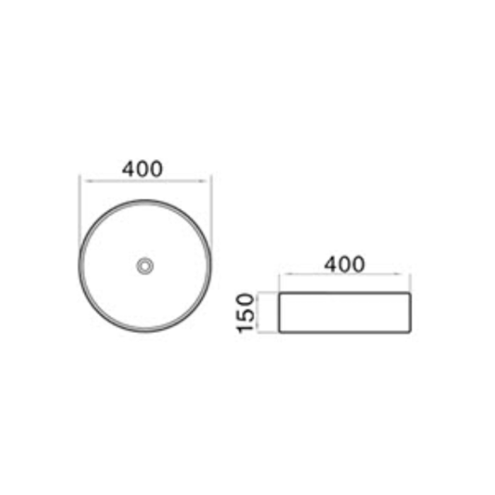 400*400*150mm Above Counter Basin gloss White Carrara Waste: 32mm Non Overflow