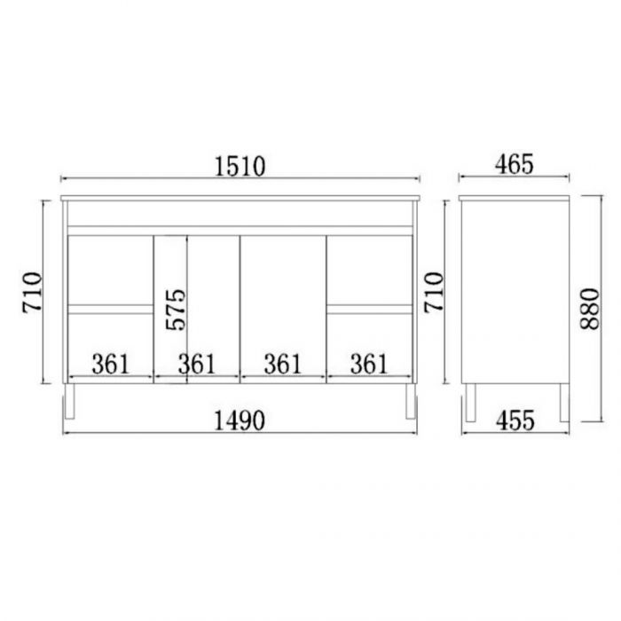 1200*460*860mm Polywood Concrete Grey Freestanding Bathroom Vanity (Cabinet Only)