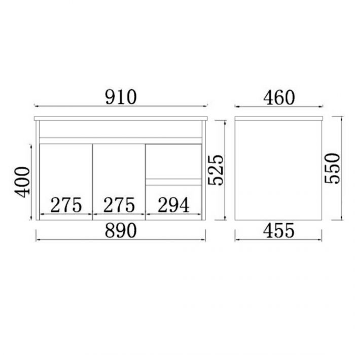 900*460*525mm Polywood Concrete Grey Wall Hung Bathroom Vanity (Cabinet Only)