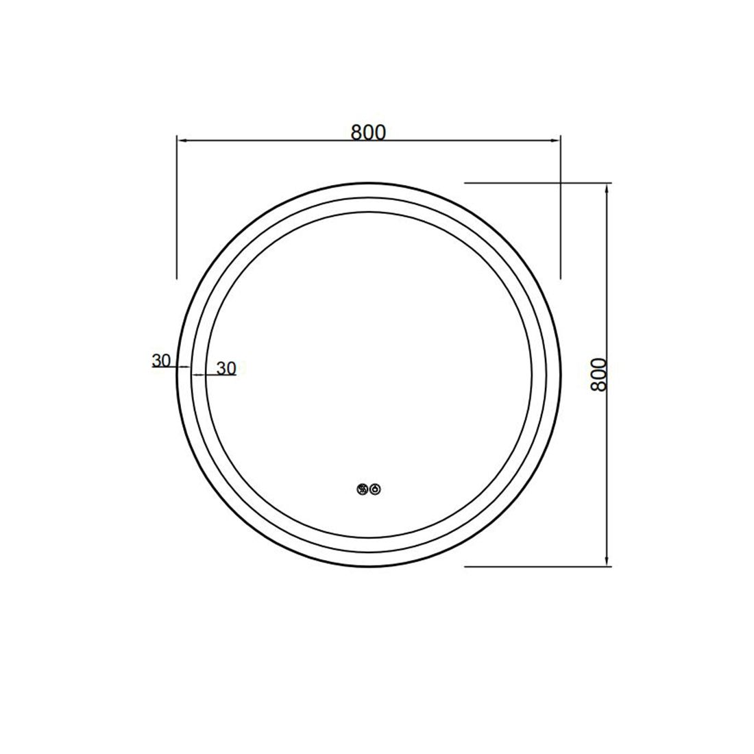 800mm Round Warm Light Frontlit LED Mirror (Touch Sensor Switch)