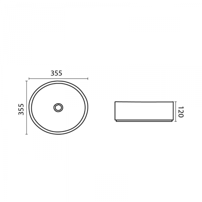 346*346*114mm Above Counter BasinFine Ceramic Waste: 32mm Non Overflow