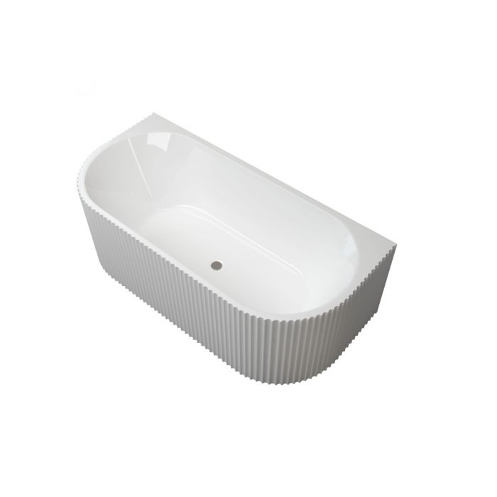 1700mm Kiama Grooved Gloss White Back to Wall Bathtub
