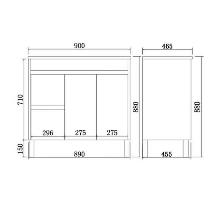 900*460*860mm Polywood Concrete Grey Freestanding Bathroom Vanity (Cabinet Only)