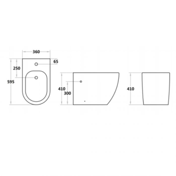 595*360*410mm Gloss White Back To Wall Bidet
