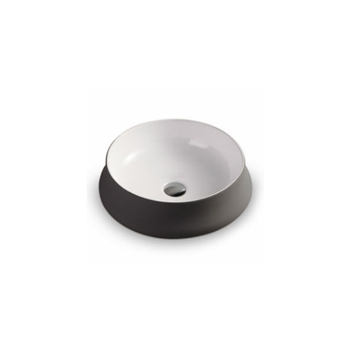 Art Basin Above Counter Mounting 455*455*155mm Inside: White glossy outside: grey silicone