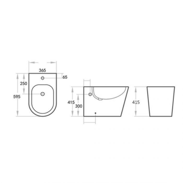595*365*415mm Gloss White Back To Wall Bidet