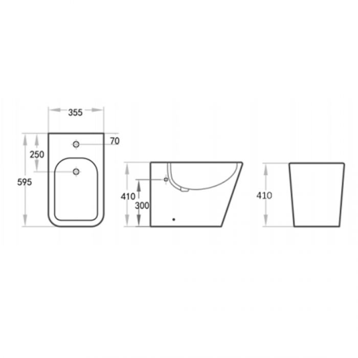 595*355*410mm Gloss White Back To Wall Bidet