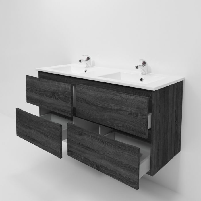 1200L*520H*460DMM Dark grey MDF Bathroom Vanity 4 Drawers Wall Hung
