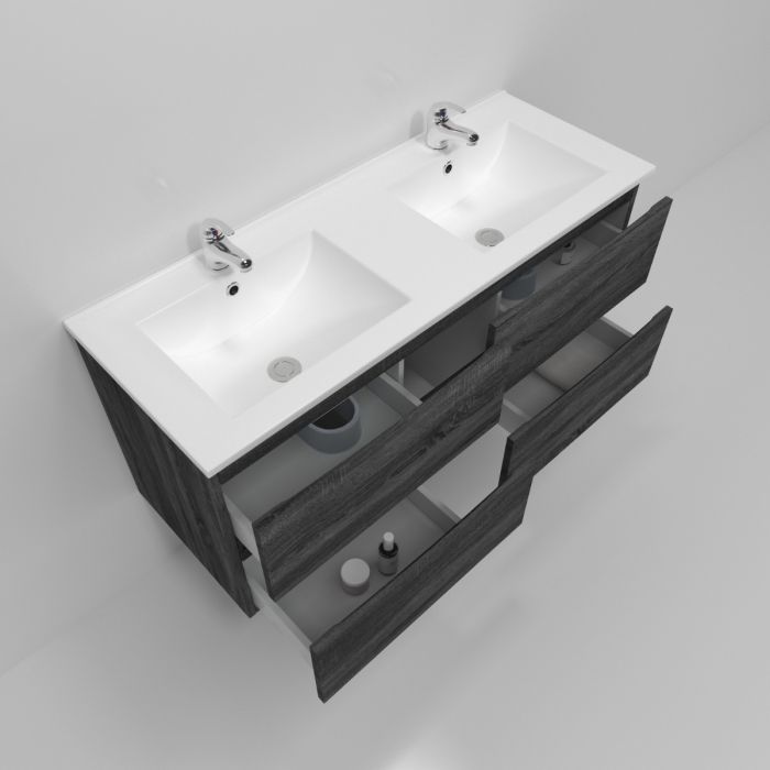 1200L*520H*460DMM Dark grey MDF Bathroom Vanity 4 Drawers Wall Hung