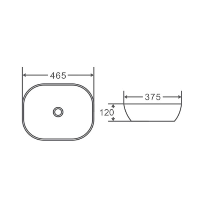 460*375*120mm Above Counter Basin Waste: 32mm Non Overflow