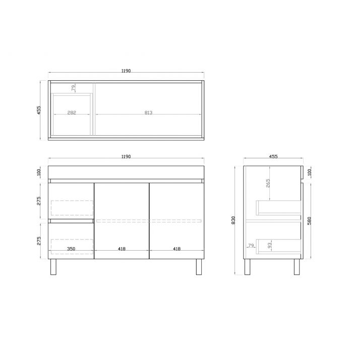 1200L*850H*460DMM Dark Oak MDF Bathroom Vanity Free Standing