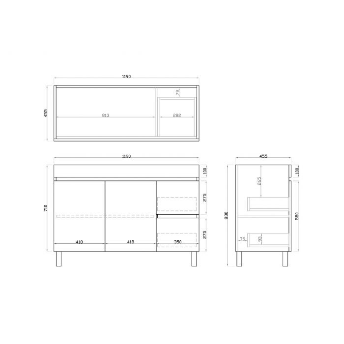 1200L*850H*460DMM Dark Oak MDF Bathroom Vanity Free Standing