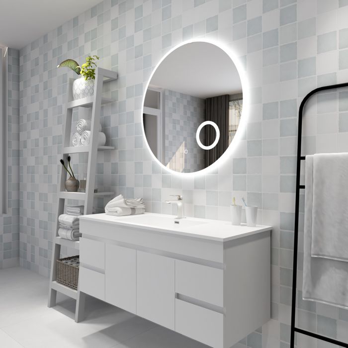 900mm Round 3 Color Frontlit LED Mirror With Magnifier(Touch Sensor Switch)
