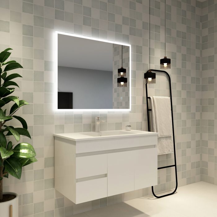 900x750 mm Square Rim Retangle 3 Color Frontlit LED Mirror(Touch Sensor Switch)