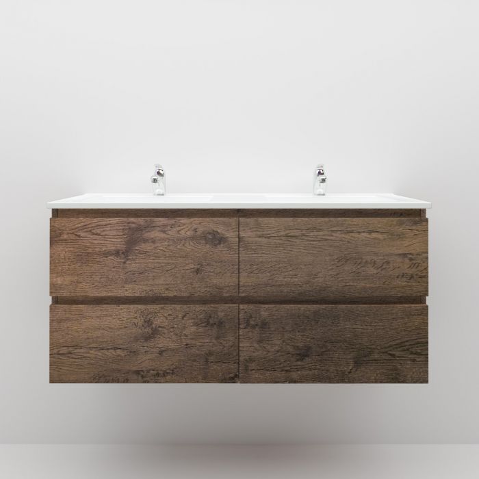1200L*520H*460DMM Dark Oak MDF Bathroom Vanity 4 Drawers Wall Hung