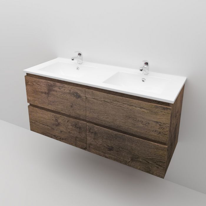 1200L*520H*460DMM Dark Oak MDF Bathroom Vanity 4 Drawers Wall Hung