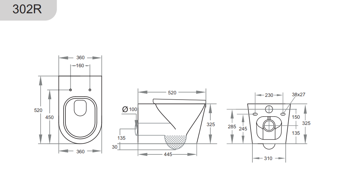 KDK302R Avis Rimless Wall Hung Pan