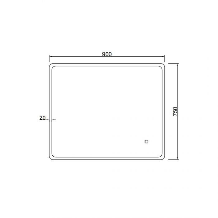 900x750mm Curved Rim Rectangle 3 Color Frontlit LED Mirror(Touch Sensor Switch)
