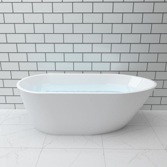 1700MM Free Standing Bathtub Boat Shape Gloss White Acrylic