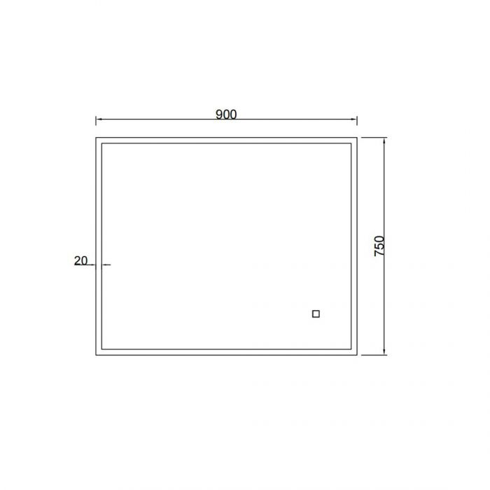 900x750 mm Square Rim Retangle 3 Color Frontlit LED Mirror(Touch Sensor Switch)