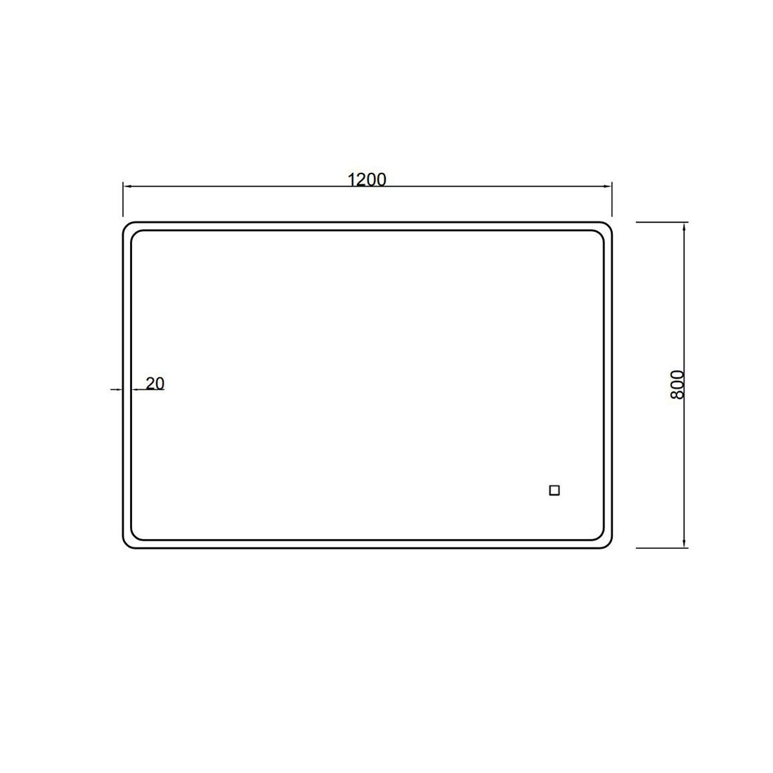 1200x800mm Curved Rim Rectangle 3 Color Frontlit LED Mirror(Touch Sensor Switch)