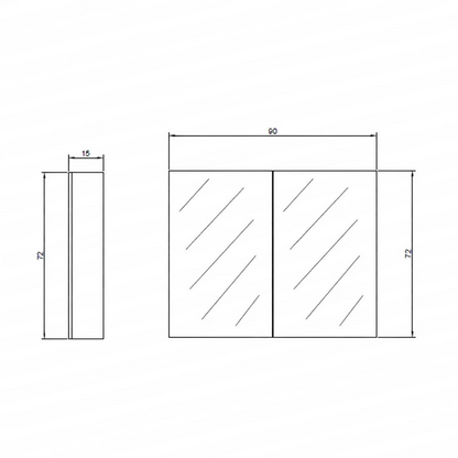 900L*150D*720HMM Pencil Edge Gloss White MDF Shaving Cabinet 2 Doors