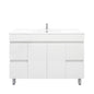 1200L*850H*460DMM Gloss White MDF Bathroom Vanity  4 Side Drawers 2 Middle Doors Free Standing