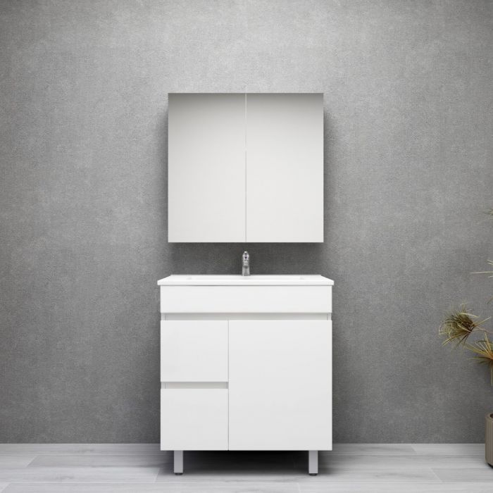 750L*850H*360(460)DMM Gloss White MDF Bathroom Vanity  Right/Left Drawers Free Standing