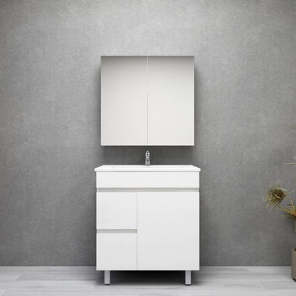 750L*850H*360(460)DMM Gloss White MDF Bathroom Vanity  Right/Left Drawers Free Standing