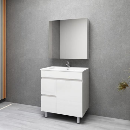 750L*850H*360(460)DMM Gloss White MDF Bathroom Vanity  Right/Left Drawers Free Standing