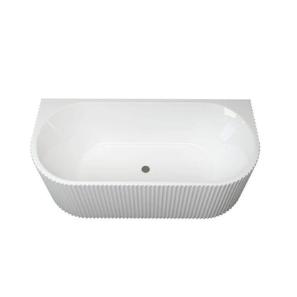 1700mm Kiama Grooved Gloss White Back to Wall Bathtub