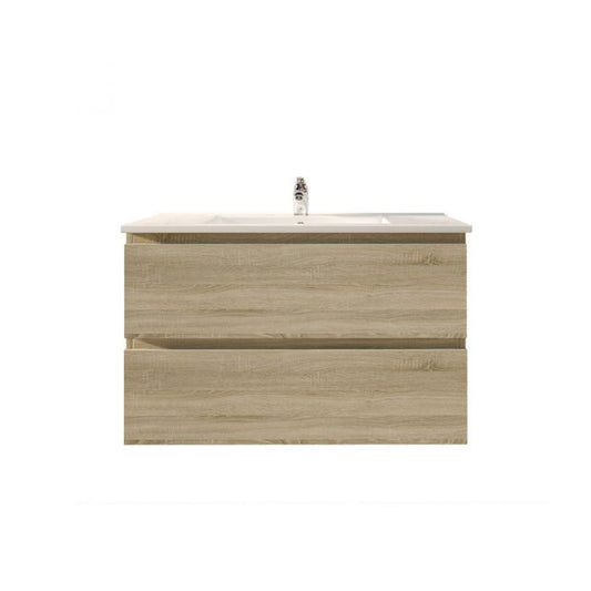 900L*520H*460DMM White Oak MDF Bathroom Vanity 2 Drawers Wall Hung