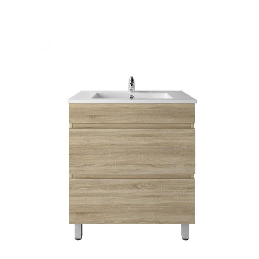 750L*850H*460DMM White Oak MDF Bathroom Vanity 2 Drawers Free Standing