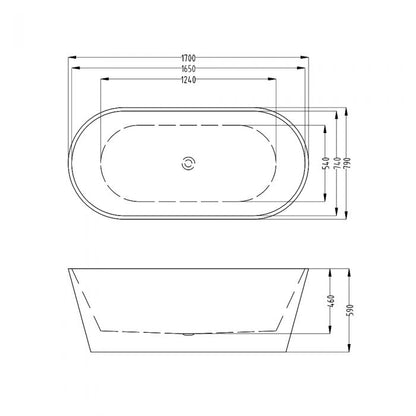 1700MM Oval Gloss White Acrylic Free Standing Bathtub No Overflow