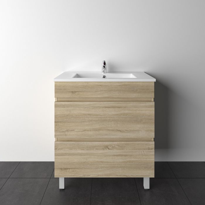 750L*850H*460DMM White Oak MDF Bathroom Vanity 2 Drawers Free Standing