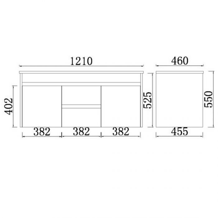 1200*460*525mm Polywood Concrete Grey Wall Hung Bathroom Vanity (Cabinet Only)