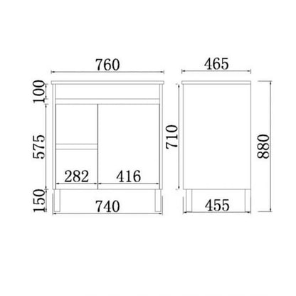 750*460*860mm Polywood Concrete Grey Freestanding Bathroom Vanity(Cabinet Only)