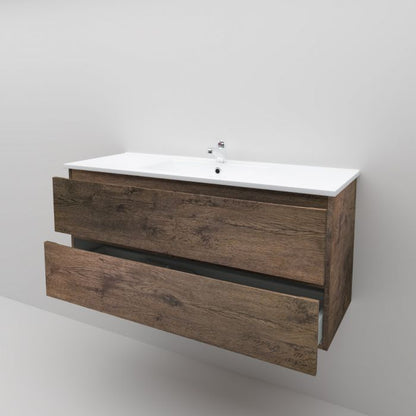 1200L*520H*460DMM Dark Oak MDF Bathroom Vanity 2 Drawers Wall Hung