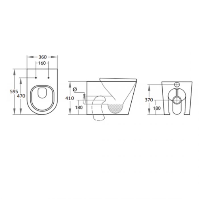 595*360*410mm Avery Wall Faced Floor Pan Dual Flush