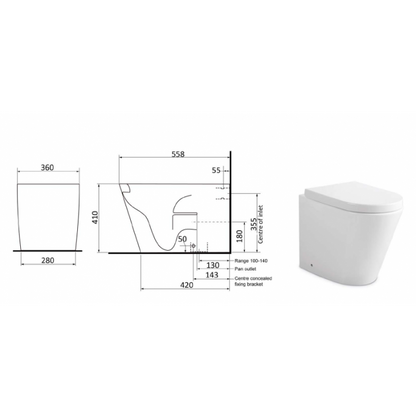 Ruki Rimless In-wall Cistern Gloss White Toilet Suite