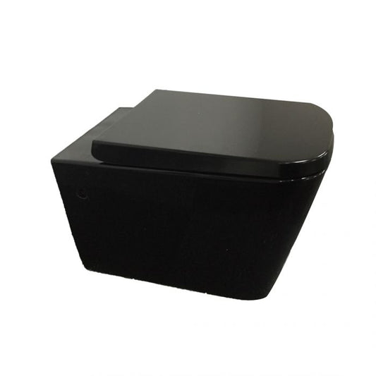 550*345*320mm Qubist Black Back To Wall Wall Hung Pan Dual Flush