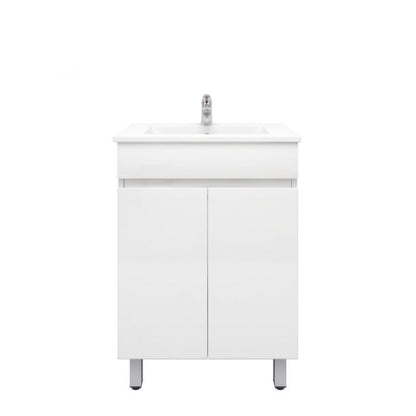 600L*850H*360DMM Gloss White MDF Bathroom Vanity  2 Doors Free Standing