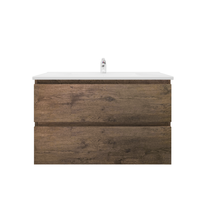 900L*520H*460DMM Dark Oak MDF Bathroom Vanity 2 Drawers Wall Hung