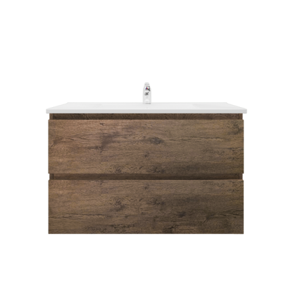 900L*520H*460DMM Dark Oak MDF Bathroom Vanity 2 Drawers Wall Hung