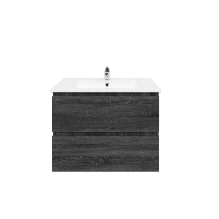 750L*520H*460DMM Dark Grey MDF Bathroom Vanity 2 Drawers Wall Hung