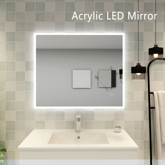 900x750 mm Square Rim Retangle 3 Color Frontlit LED Mirror(Touch Sensor Switch)