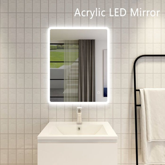 600x750mm Curved Rim Rectangle 3 Color Frontlit LED Mirror(Touch Sensor Switch)