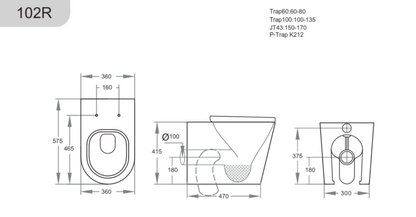 KDK102R Avis Rimless Wall Faced Floor Pan