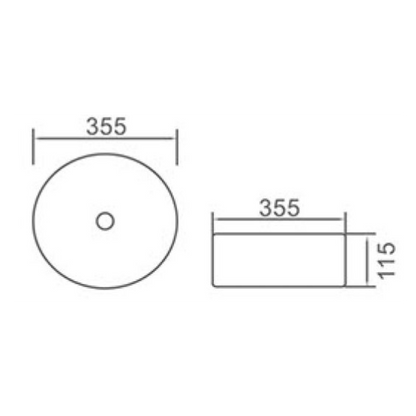 355*355*115mm Above Counter Basin Matte White Carrara Waste: 32mm Non Overflow suit for pre cut stone top